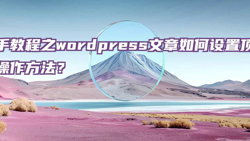 新手教程之wordpress文章如何设置顶置的操作方法？